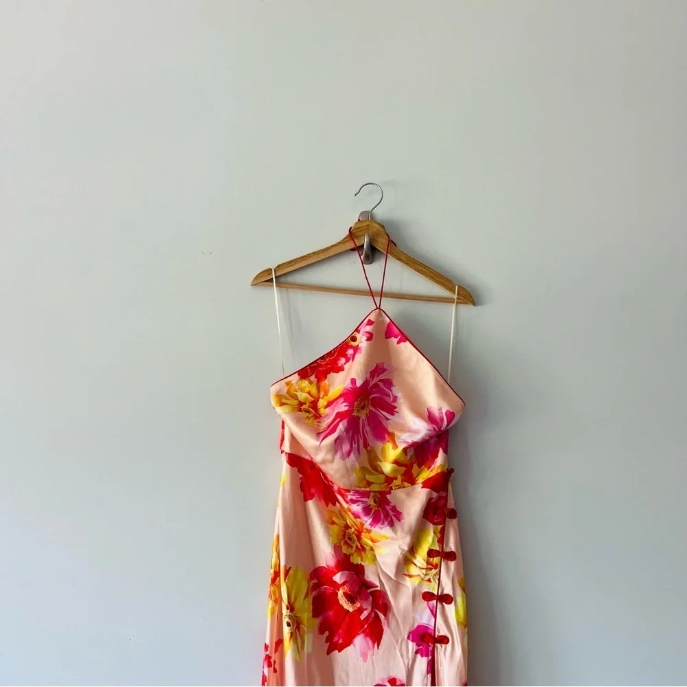 NWT Sau Lee Tess Floral Halter Backless Maxi Gown Size 10 - Picture 3 of 9